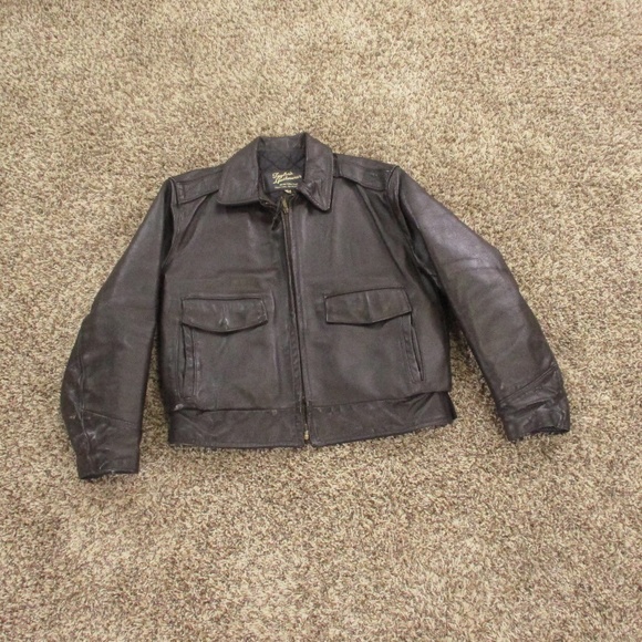Taylor's Leatherwear Vintage Leather Jacket Men's Medium Dark Brown Full Zip - Picture 1 of 11